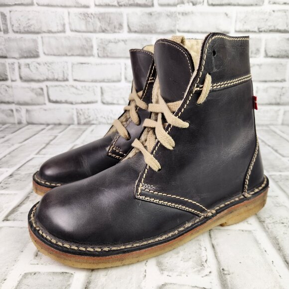 Duckfeet Odense Women's US 10 EU 41 Slate Gray Leather Wool Lined Lace-Up Boots - Picture 3 of 11